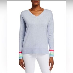 Lisa TODD heathered Blue Eyelash Rainbow Sweater Xs